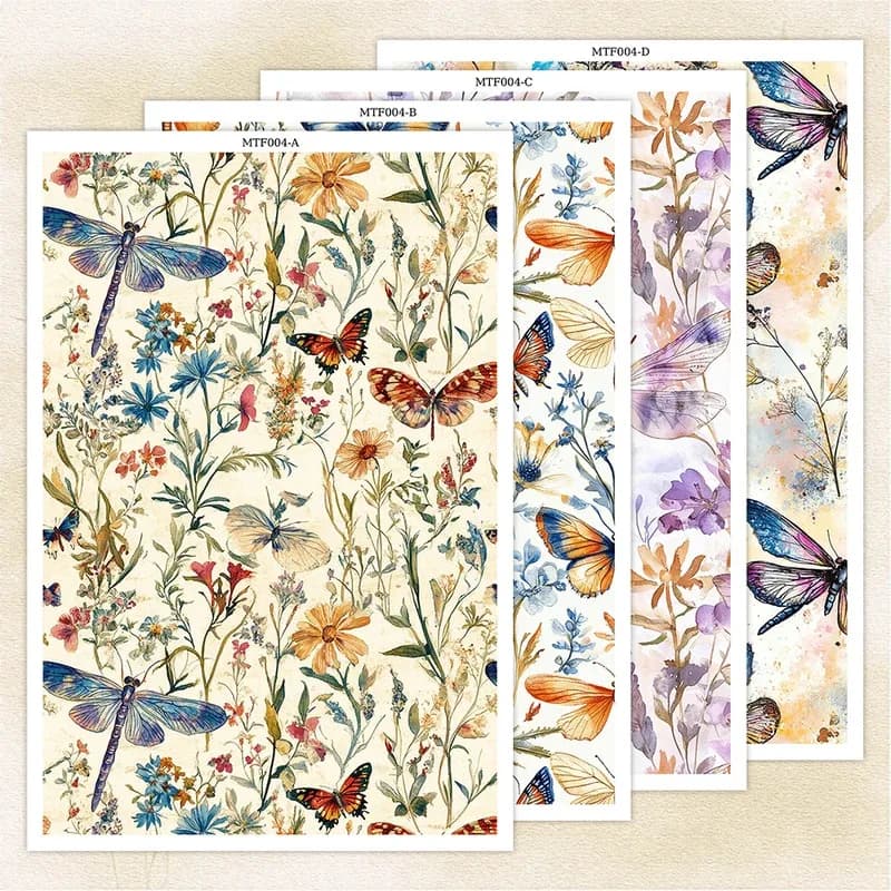 Colorful Flower Butterflies Polymer Clay Transfer Paper Water Soluble Sticker for DIY Earrings Decal Handmade Crafts Supplies