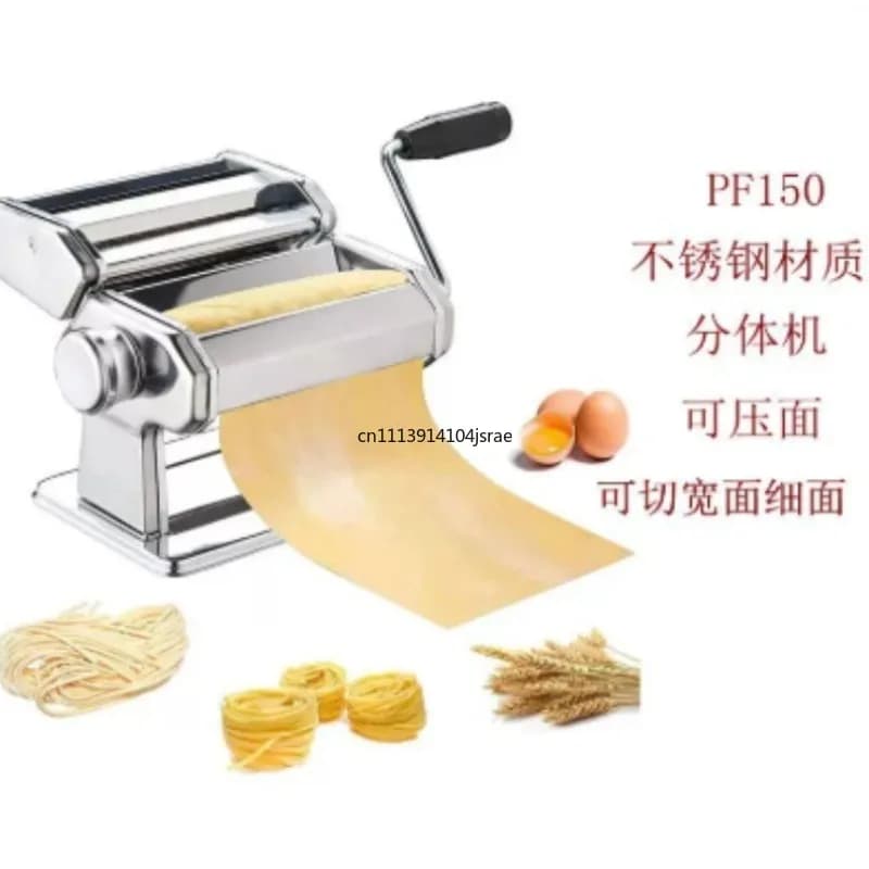 Stainless Steel Manual Hand Crank Noodle Pasta Maker, 7 Thickness 0.5‑2.5mm Adjustable Dough Roller Machine for Household
