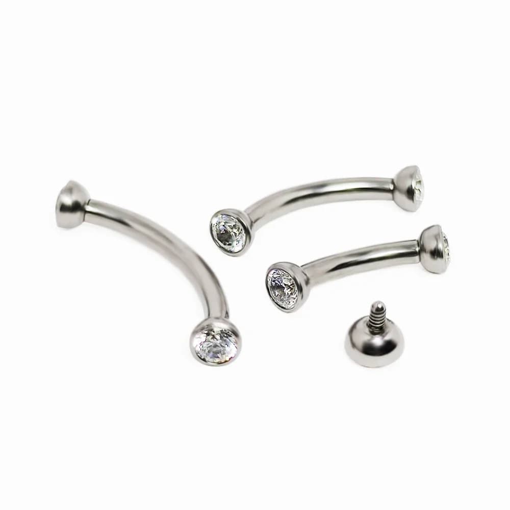 F136 Titanio Piercing Sopracciglio zircone Cartilagine Orecchino Penetrante Filettatura interna Sopracciglio Curvo Bilanciere Labret Labbro Gioielli per il corpo
