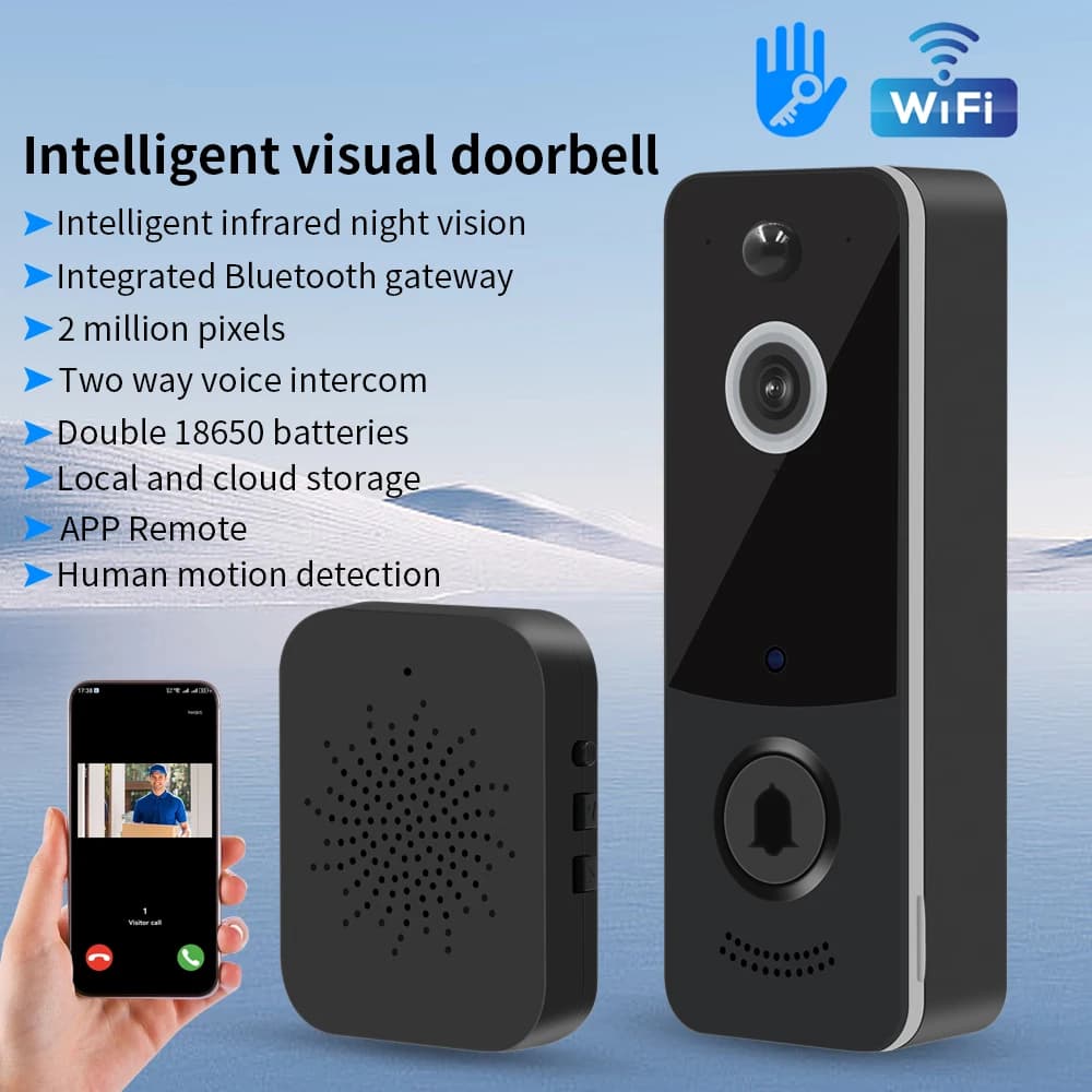 Campanello video WIFI 2.4G 1080P TTLOCK Protezione di sicurezza esterna Visione notturna a infrarossi senza fili Citofono Telecamera Suoneria