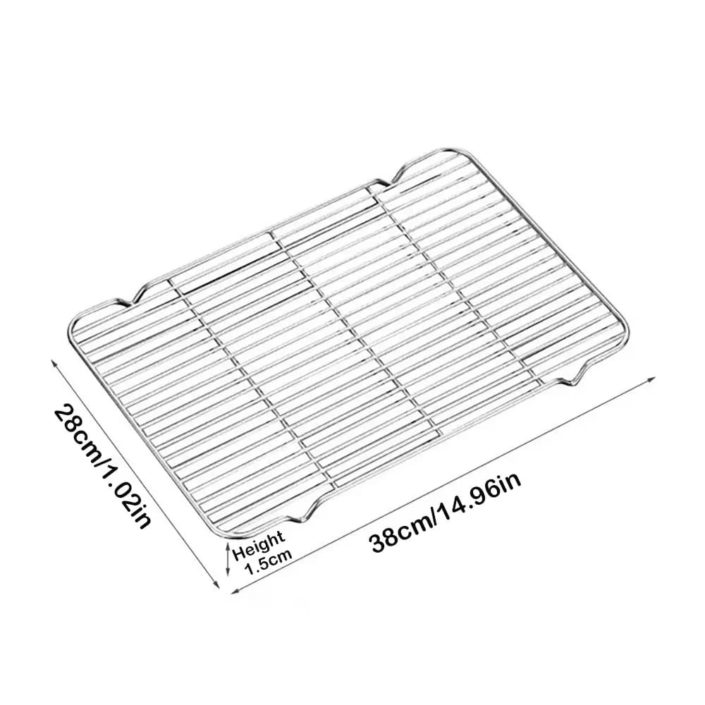 Nuova piastra per griglia con vassoio per barbecue in argento antiaderente per rack di raffreddamento in acciaio inossidabile