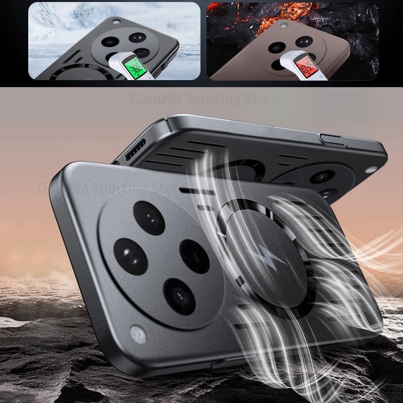 Caricabatterie Wireless Per Custodia Magsafe Per Oppo Reno 14 Pro Vernice Metallica Raffreddamento Copertura di Dissipazione del Calore Cavo Per OPPO Trova X8 Pro