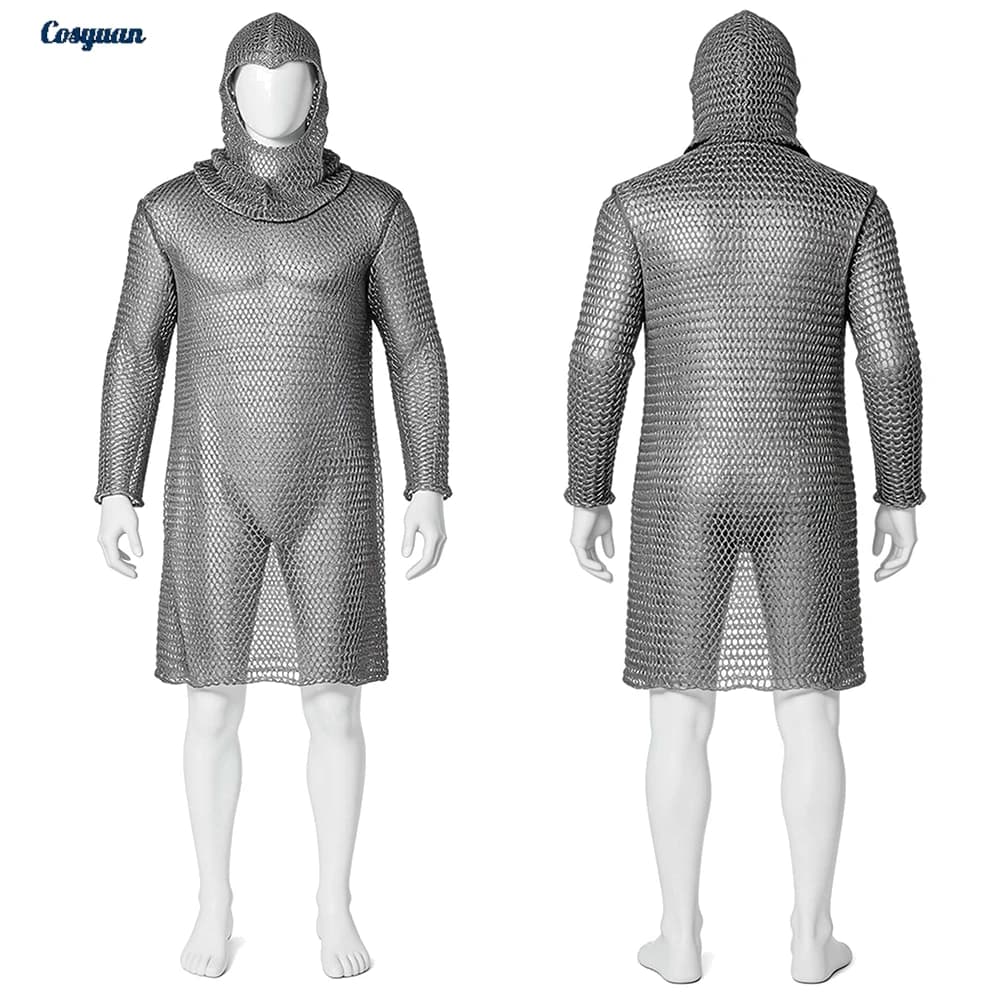 Costume da Cavaliere Medievale con Cappuccio, Abbigliamento per Adulti, Travestimento per Feste, Gioco di Ruolo, Costume di Halloween per Uomo, Outfit per Carnevale