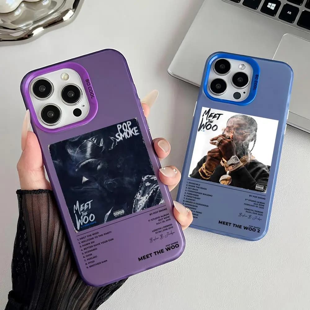 Rapper P-Pop S-Smoke Phone Case Matte Laser Aurora Case for iPhone 17 16 15 14 13 12 11 Pro Max Air Shockproof Cover
