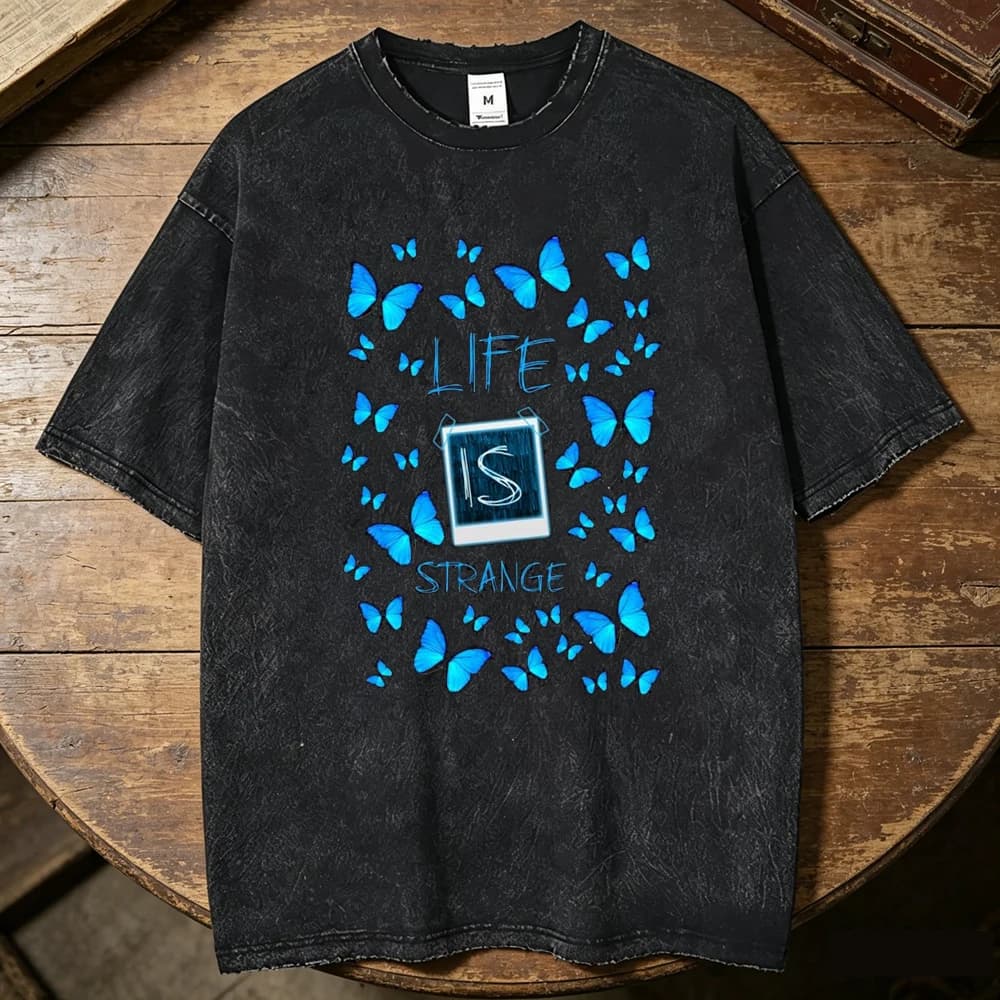 Life Is Strange cotton Vintage Washed tshirt teen graphic Pop Culture 2000s harajuku streetwear University aesthetic Breathable
