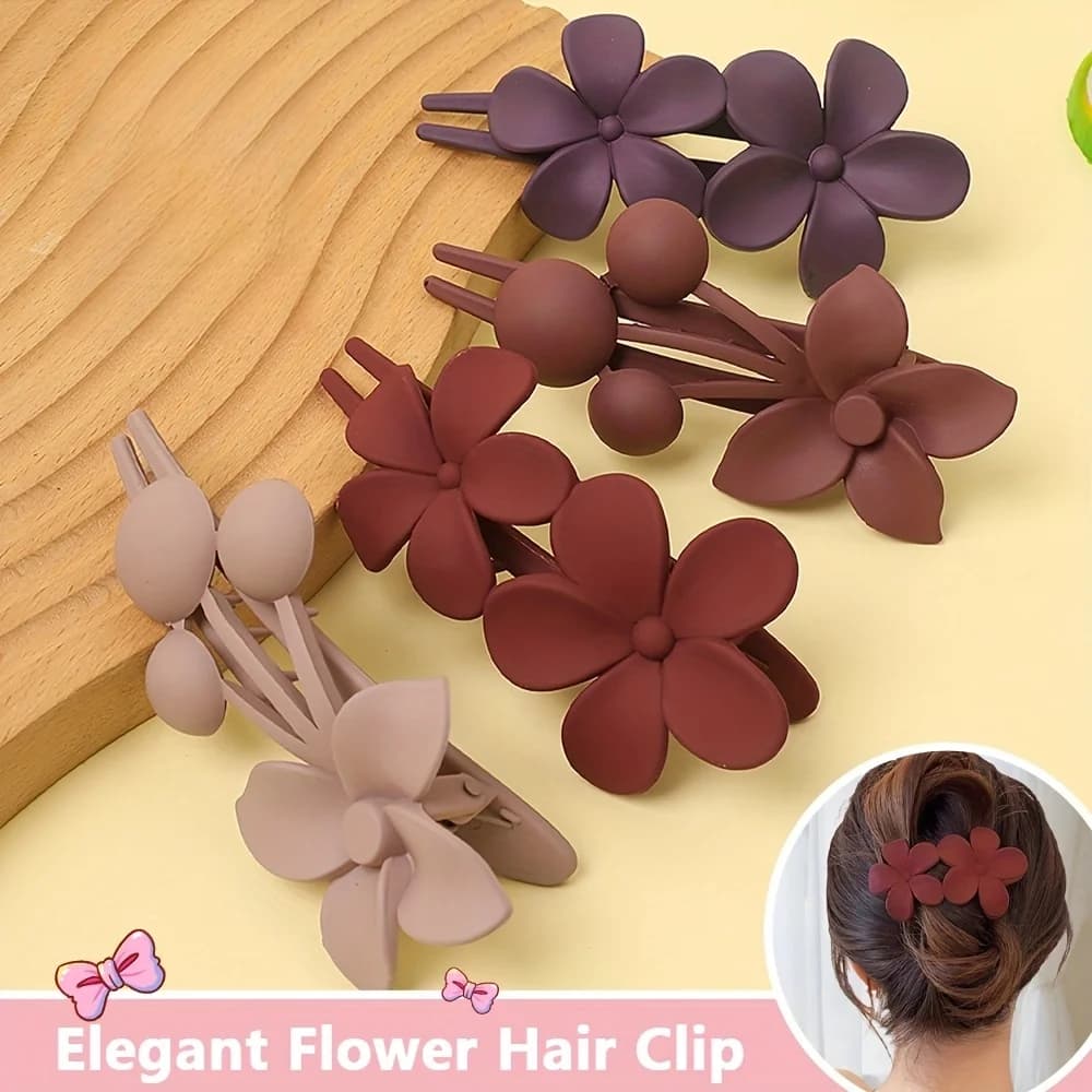 4 pezzi di fermagli per capelli multicolori a forma di fiore sono eleganti ed eleganti, adatti per l'uso quotidiano per le ragazze