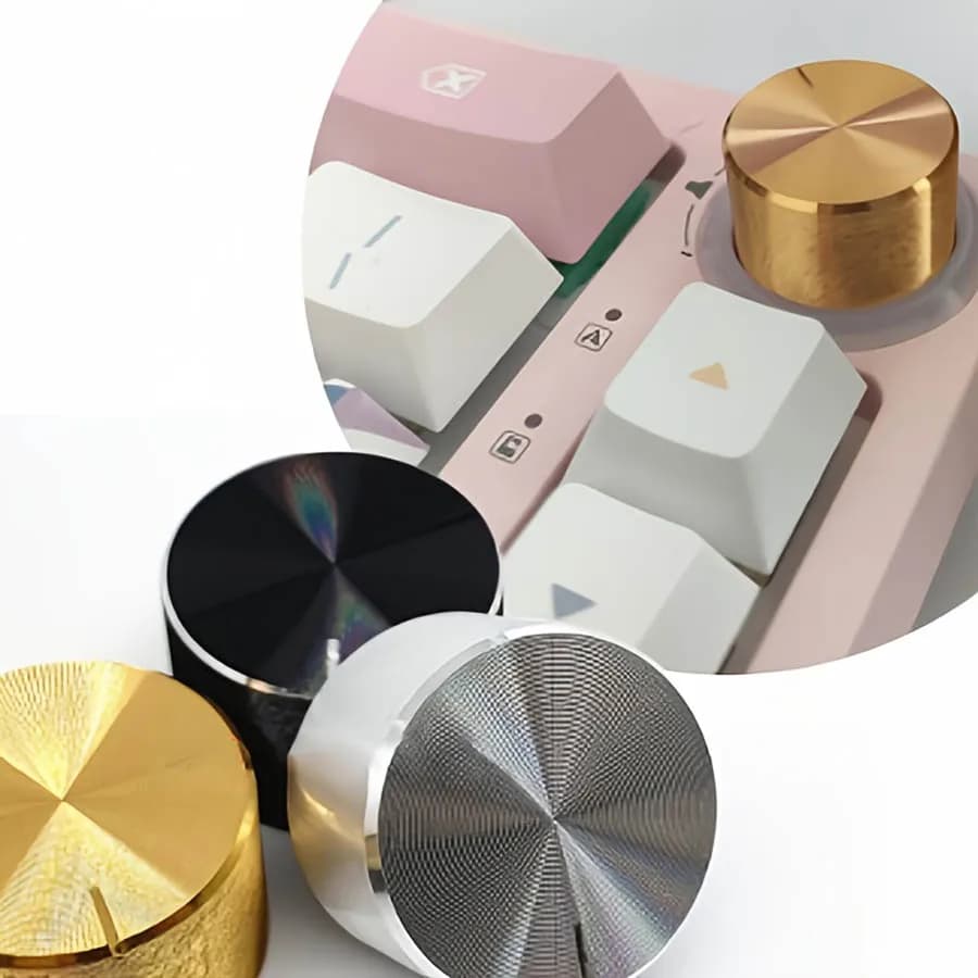 20 mm mechanical keyboard knob, volume control gear, manual rotary cover for fine tuning, metal structure, inner diameter 6 mm