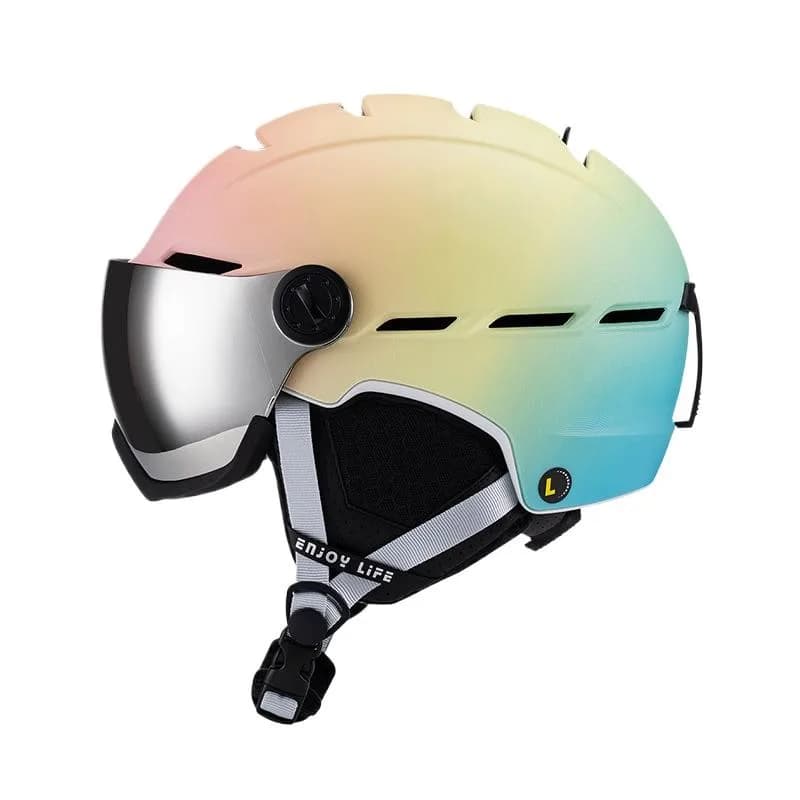 Casco da Sci con Occhiali Integrati, Design Sfumato, Attrezzatura Invernale per Sci, Casco da Neve per Adulti