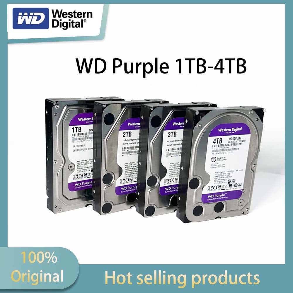 Western Digital Purple 4TB3TB2TB1TB Surveillance Internal Hard Drive HDD SATA 6 Gb/s, 64 MB Cache, 3.5" 1TB-WD10EJRX