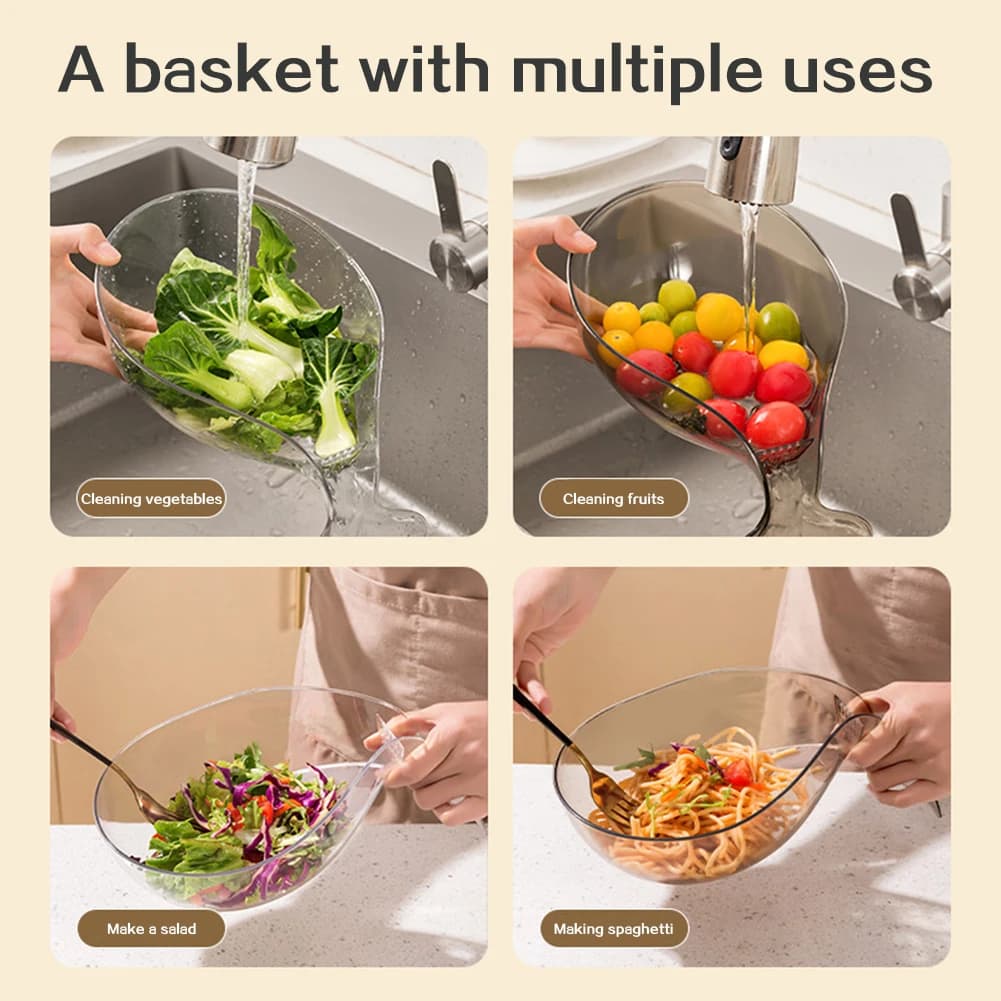 Multi-Functional Drain With Funnel Plastic Strainer Basket Drain Bowl For Fruit Vegetable Washing Filter Reusable Food Container