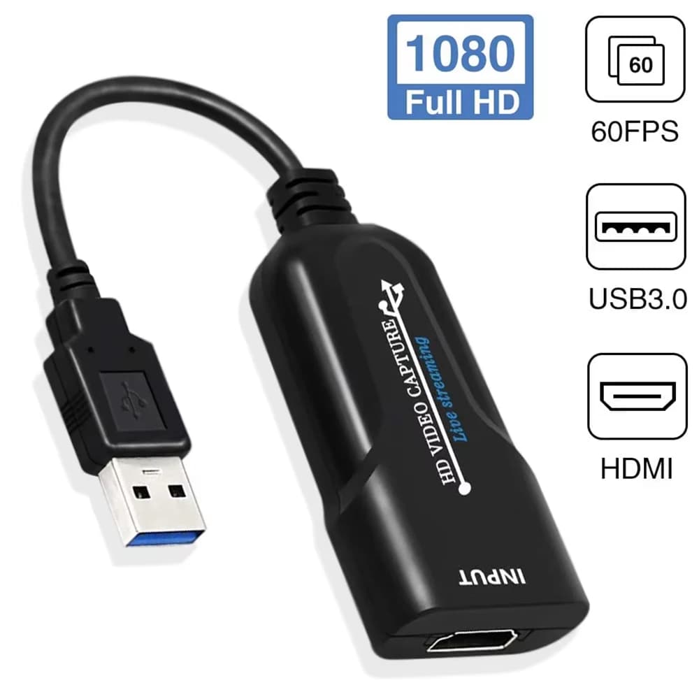 Scheda di acquisizione video USB 1080p 60FPS, dispositivo di acquisizione video HDMI a USB, grabber e registratore per PS4, DVD, fotocamera, streaming live