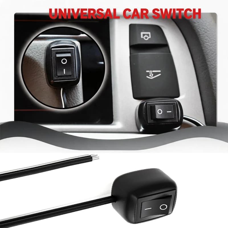 Interruttore universale per auto a levetta con cavo da 60 cm, 12V DC, per fendinebbia, luci di posizione, luci al neon, mini pulsante