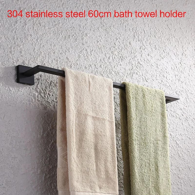 Porta asciugamani nero Accessori hardware per il bagno Porta asciugamani in acciaio inossidabile 304 Porta asciugamani da bagno da 60 cm Mensola per WC