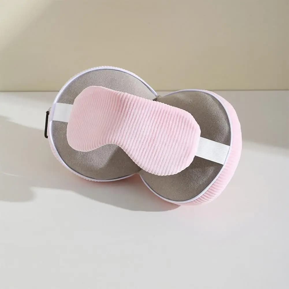 Compact Travel Pillow Travel Neck Pillow with Eye Mask 2-in-1 Portable Support Zippered Foldable Pillow with for Flights