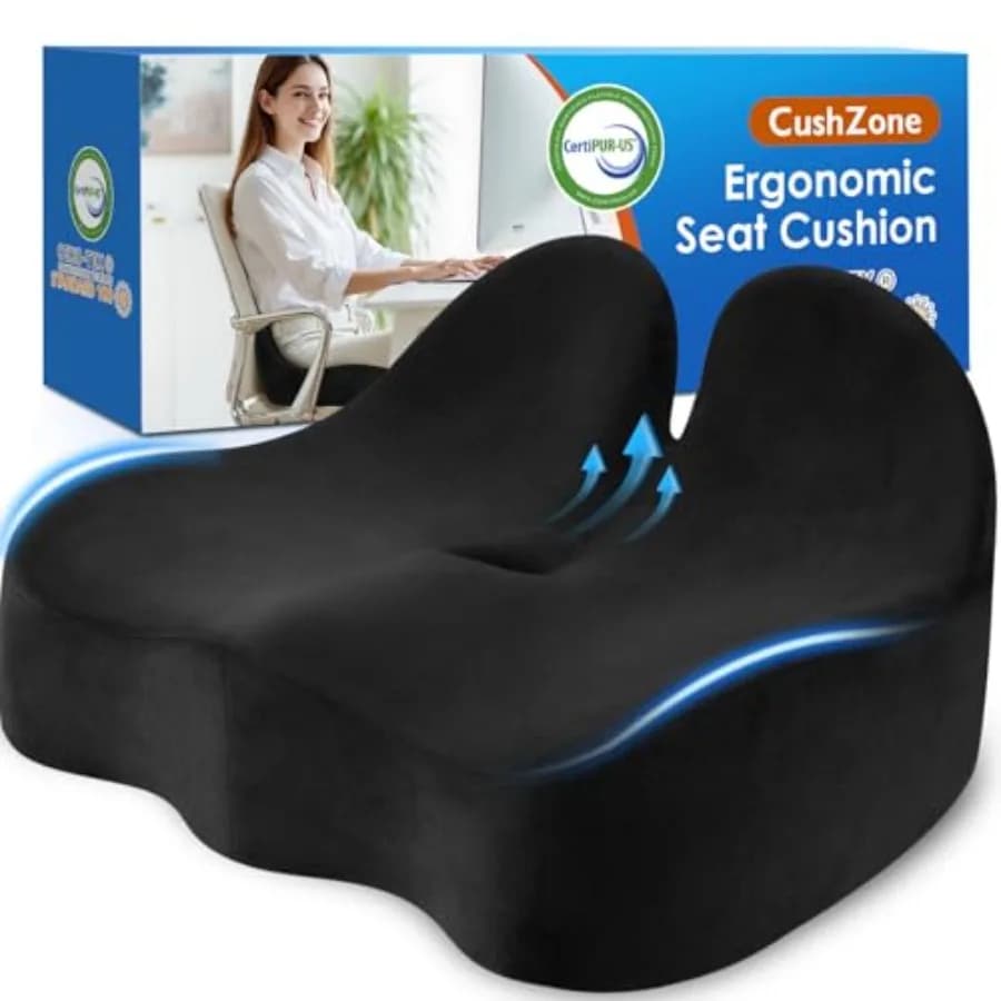 Cuscino per Sedia in Memory Foam per Sedie da Ufficio/Auto/Viaggi Lunghi/Sedia da Scrivania/Gaming, Misura X-Large per Sciatica e Mal di Schiena