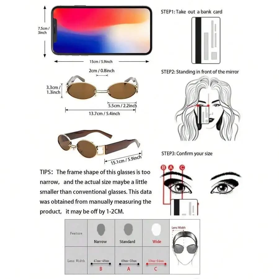 6pairs Metal Frame Oval Retro Fashion Glasses,Fashionable Design For Women,Suitable For Everyday Wear,Traveling&Beach Preppy