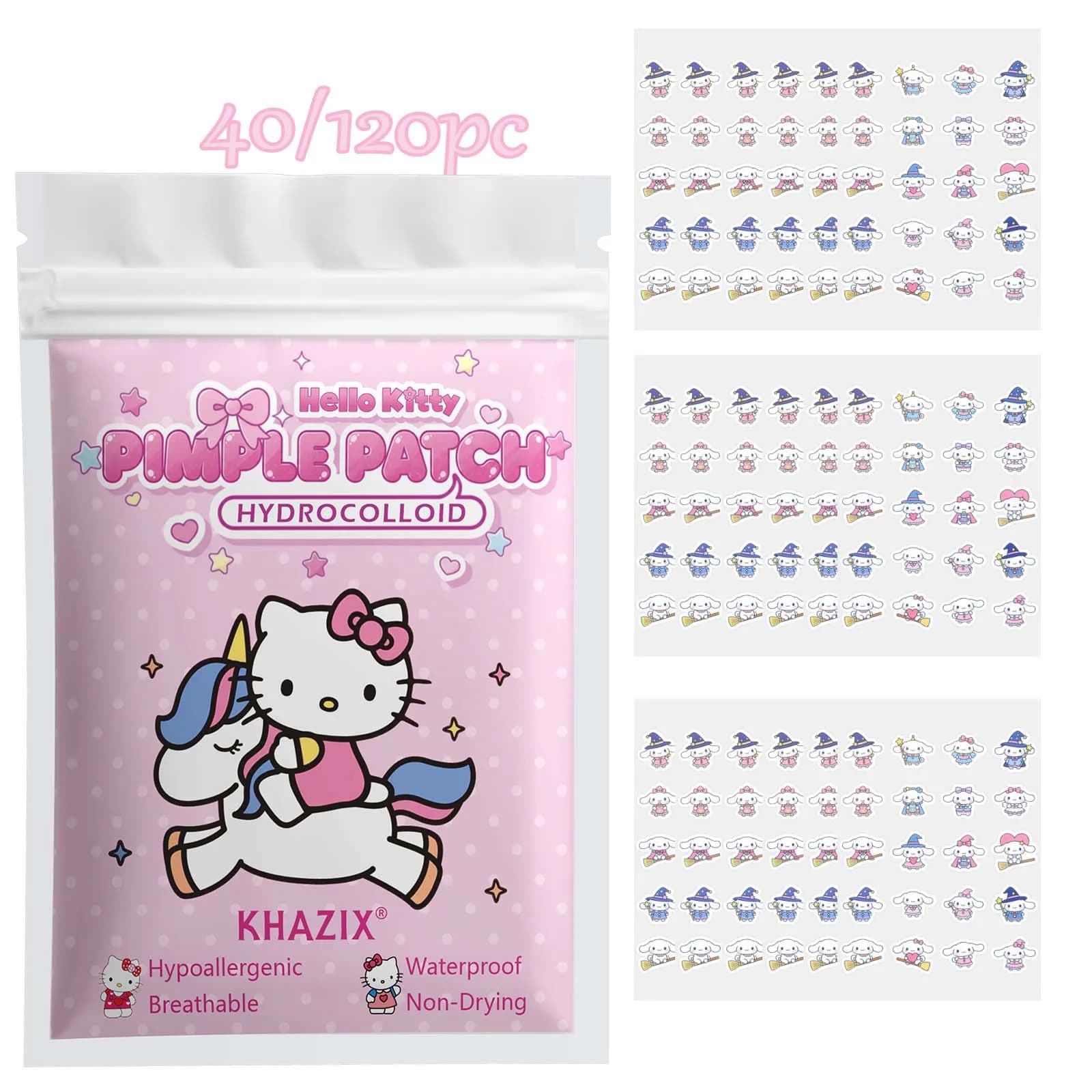 40/120PCS Cute Soft Sanrio Hello Kitty Acne Patches, Kawaii Cartoon Concealer Stickers