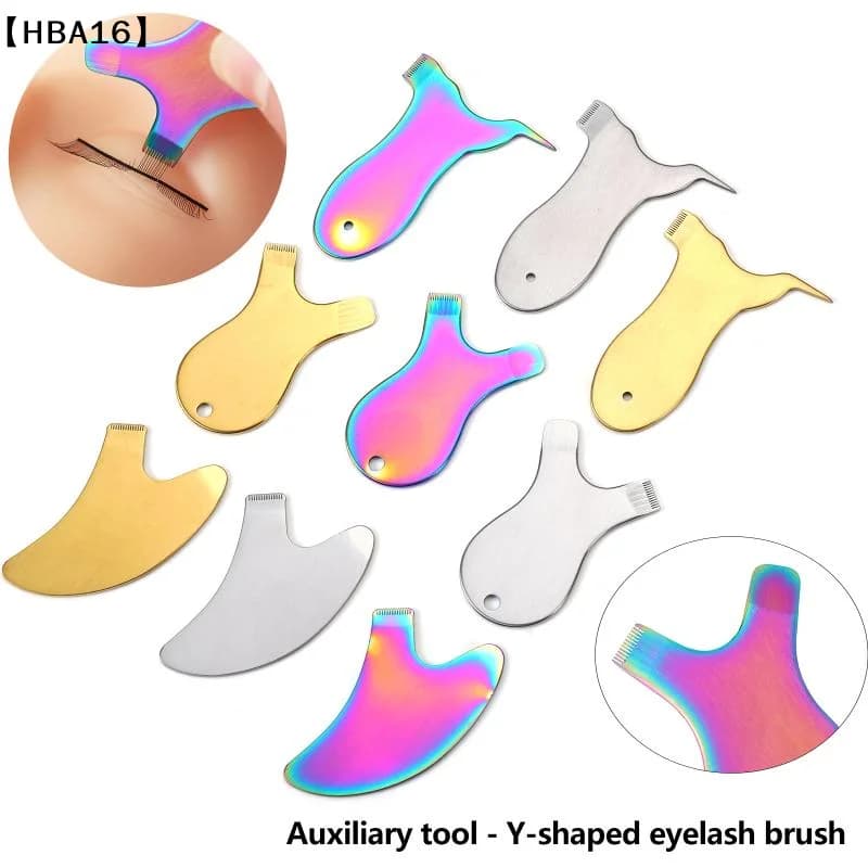 Pettine per Ciglia a Y Riutilizzabile in Acciaio Inossidabile, Spazzola per Pulizia Ciglia per Extension Volume, Strumento Trucco Durevole per Salone e Uso Domestico