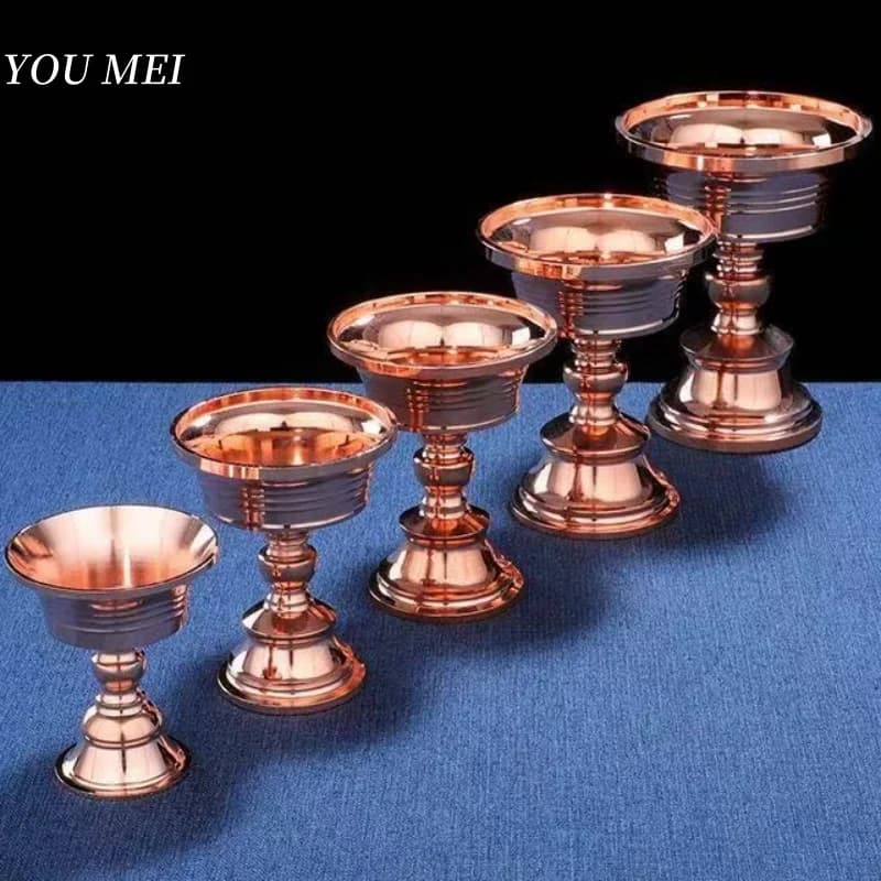 Buddhist candle holder, candle cup for polished red copper altars, floating sacred candle lamp eternal Ghee, Tibetan Buddhist article