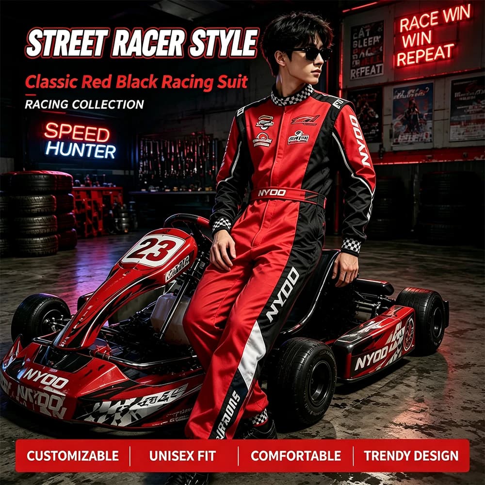 Adult One-piece Kart Racing Training Suit for Men & Women, Karting Riding Outfit for ATV Beach Buggy Off Road Vehicle