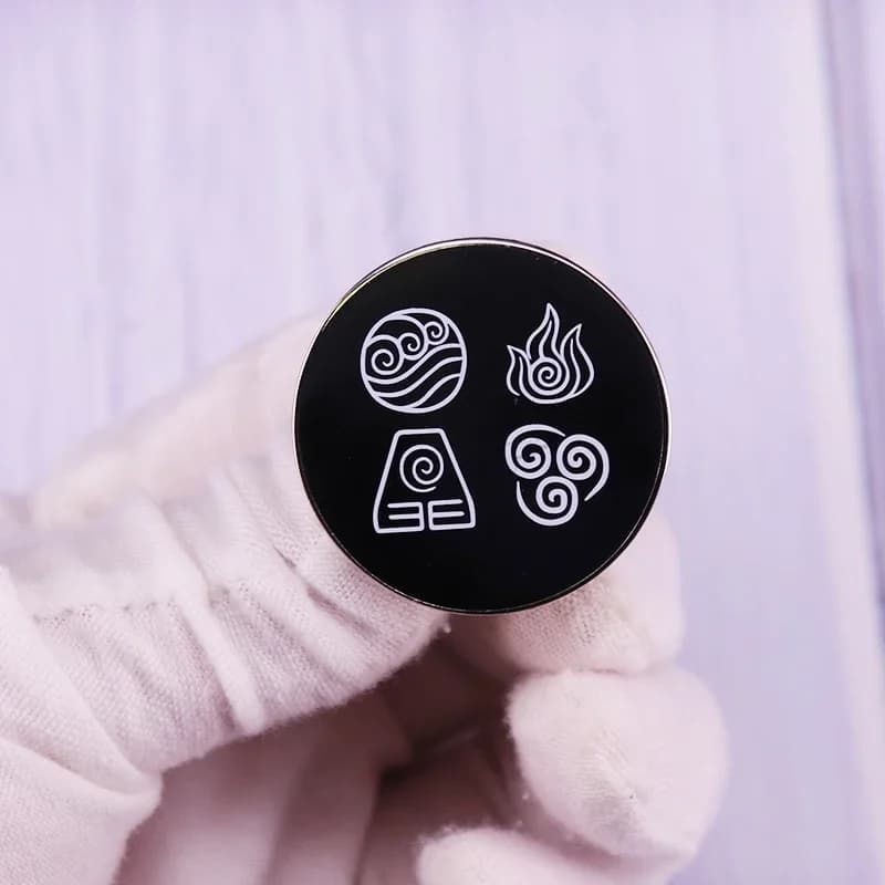 Avatar Elements Nations Symbols Pin Neon Air Earth Fire Water Benders Brooch Aesthetic Art Badge