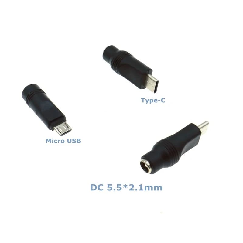 Type-C/micro USB Revolving DC5.5x2.1mm Female Socket, Suitable For Laptop And Mobile Phone Power Adapter Converter