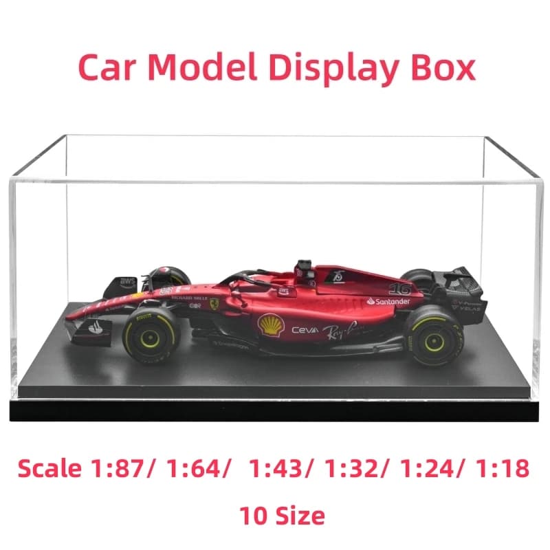 11 dimensioni 1/87 1/64 1/43 1/32 1/24 1/18 acrilico trasparente modello di auto scatola di visualizzazione copertura antipolvere scatola pre fatta pressofusa di stoccaggio professionale