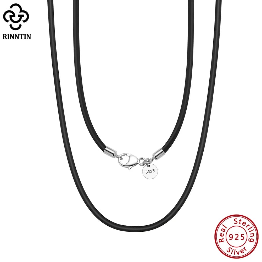 Rinntin collana a catena in vera pelle italiana da 2mm per uomo donna con chiusura in argento Sterling 925 regalo di gioielli di moda SC62