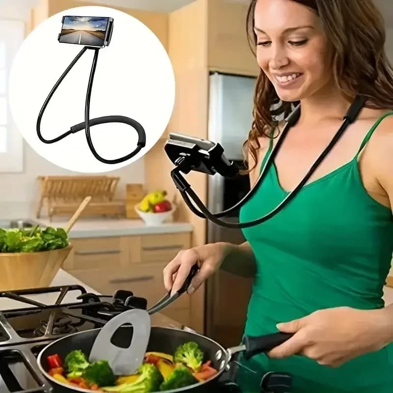 Supporto Universale per Telefono Cellulare, Asta Selfie Estensibile da Collo, Regolabile a 360° ° Supporto Girevole Gratuito per iPhone
