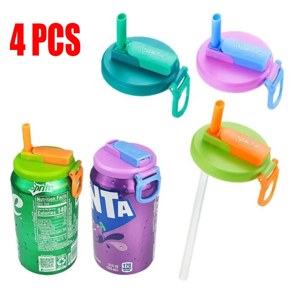 Coperchi per lattine di soda da viaggio Cannucce in silicone Coperchi per lattine per bevande in scatola Succo di birra Coperchi senza Bpa Accessorio per tappo barattolo riutilizzabile