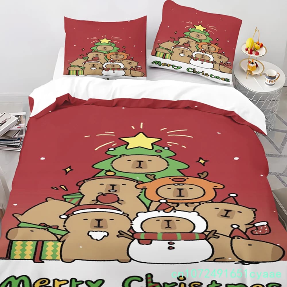 Capybara Duvet Cover Pillowcase Bedding Set Kawaii Adult Boy Girl Bedroom Decoration Children Single Double Large Size