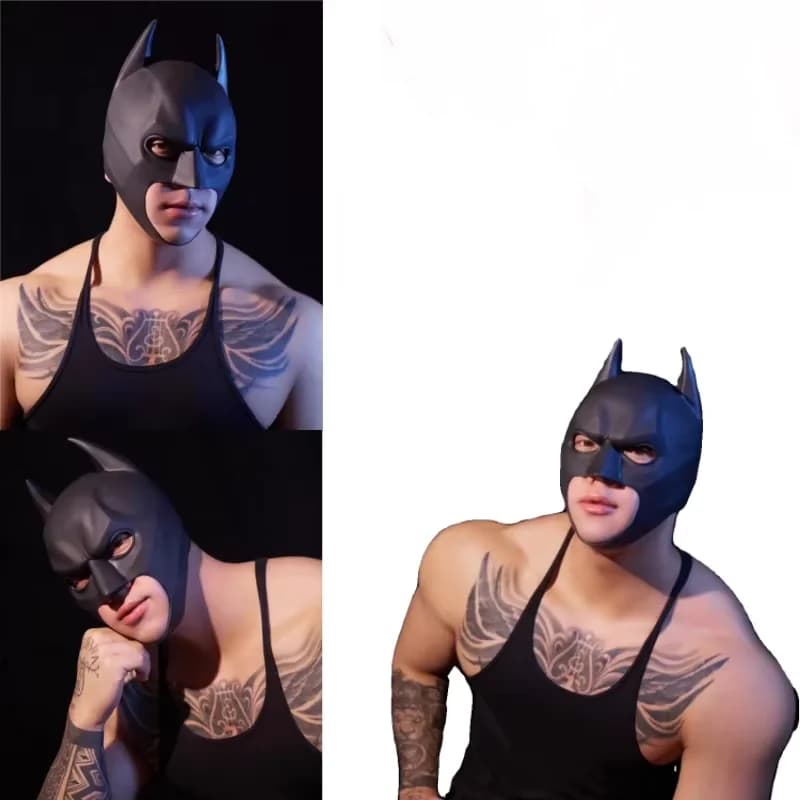 Maschera Nera da Pipistrello per Halloween, Accessorio per Costume da Supereroe, Stile Cavaliere Oscuro, Mezza Maschera in Lattice per Feste in Maschera per Uomini