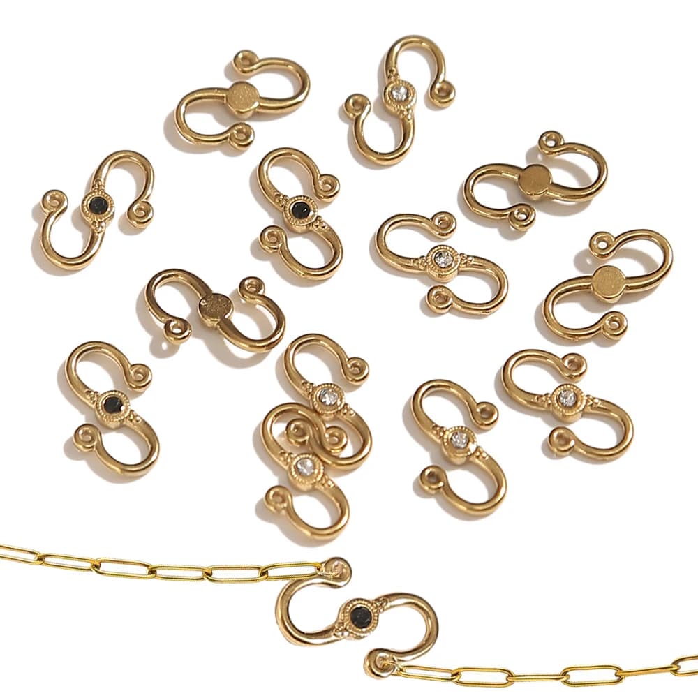6 pezzi placcati in oro 18 carati a forma di S fermagli per gioielli ganci in acciaio inossidabile connettori per braccialetti collana fai da te che realizzano forniture all'ingrosso