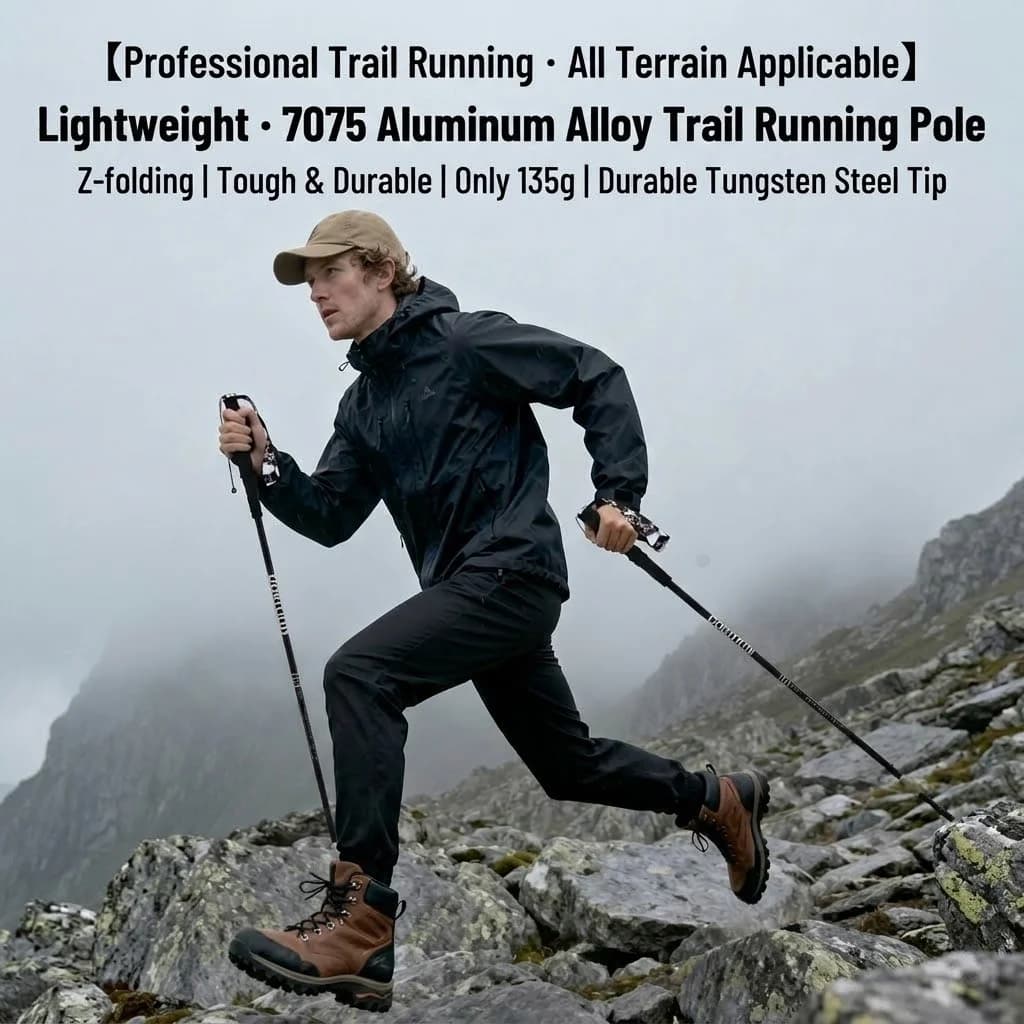New Foldable Trekking Sticks for Trail Running, Light Aluminum Alloy, with Quick and Anti-slip Closure for Open Hiking