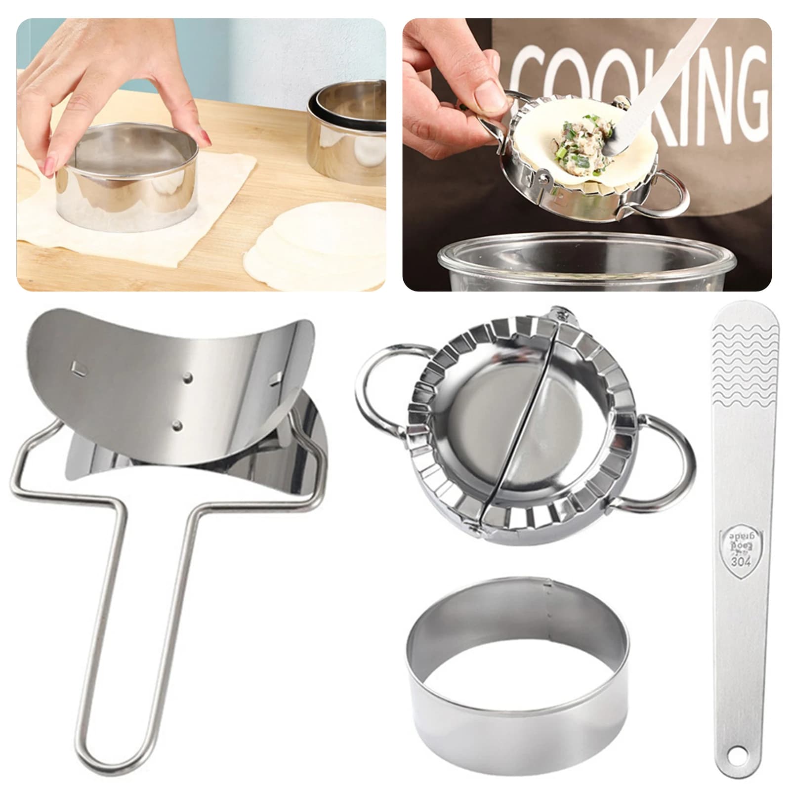 304 Dumpling Maker Dough Cutter Ravioli Mold Manual Dumpling Wrapper Maker Tool Food Grade Stainless Steel For Various Pastry