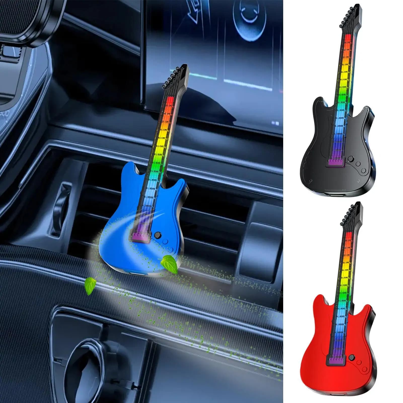 Deodorant for automotive environments Car aromatherapy diffuser Car fragrance diffuser for car grip with atmospheric light Small guitar shape