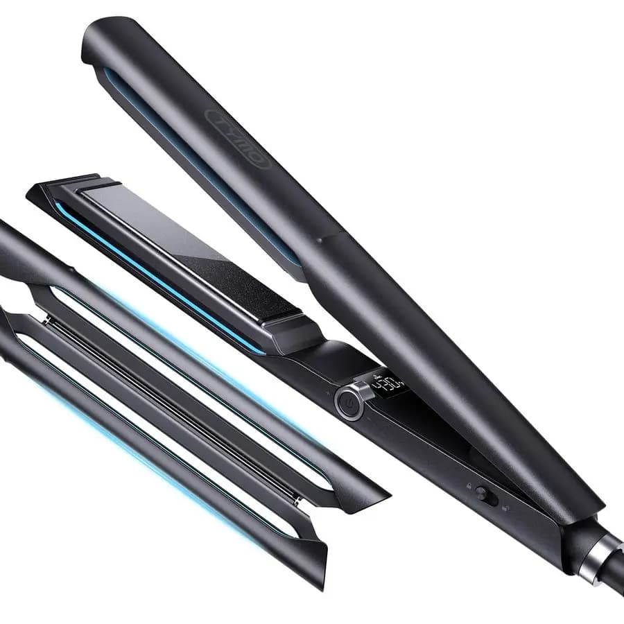 Professional Hair Plate 2 in 1 in Long Ceramic 2.0, for Styling Rapido e Liscio, Lisciante e Arricciacapelli