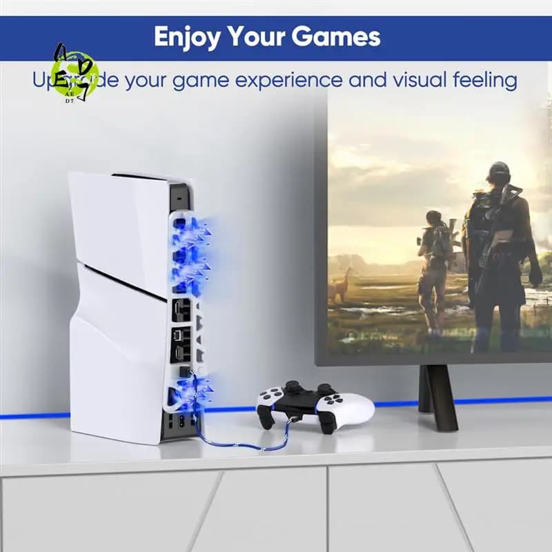 AED7-Ventola di raffreddamento per console PS5 Slim, sistema di raffreddamento silenzioso con funzione di memoria e luce LED, accessori di raffreddamento