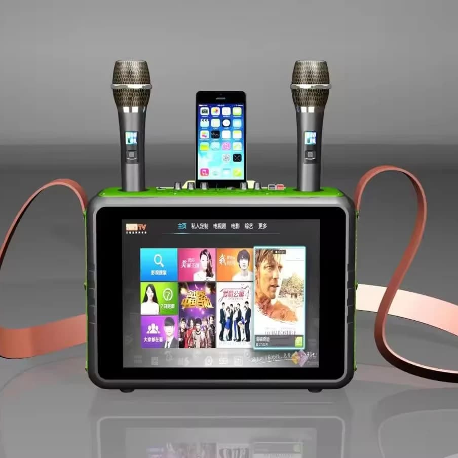2024 Macchina per karaoke intelligente di vendita calda per adulti con visualizzazione delle testi, tablet per karaoke da 32 GB, sistema di altoparlanti karaoke professionale