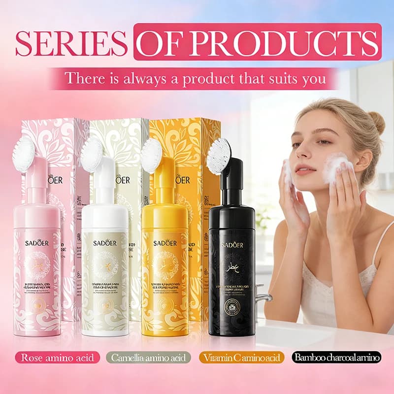 SADOER Detergente Viso alla Vitamina C, Schiuma Detergente Profonda, Idratante e Sbiancante, Schiuma per Massaggio Viso, Cura della Pelle