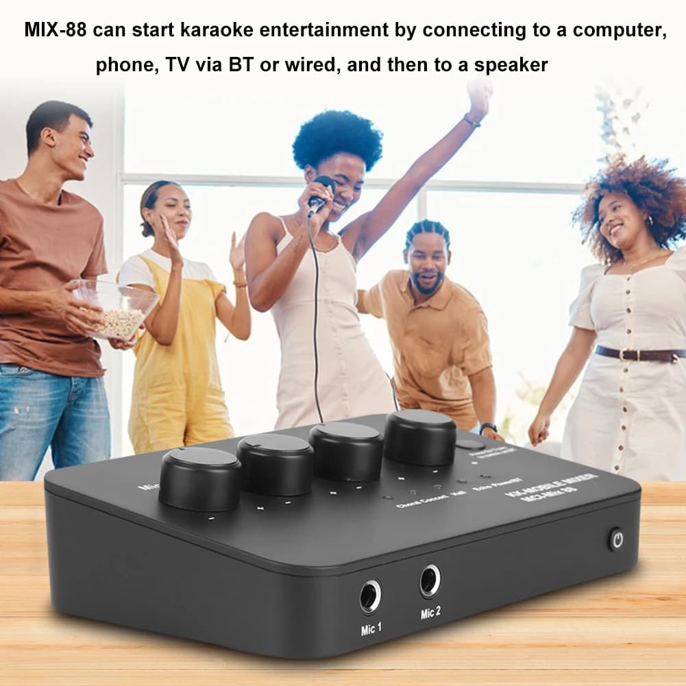 Portable Karaoke Microphone Mixer AUX IN/OUT BT Connection Digital Audio Sound Karaoke Machine for DJ Sound Home Party