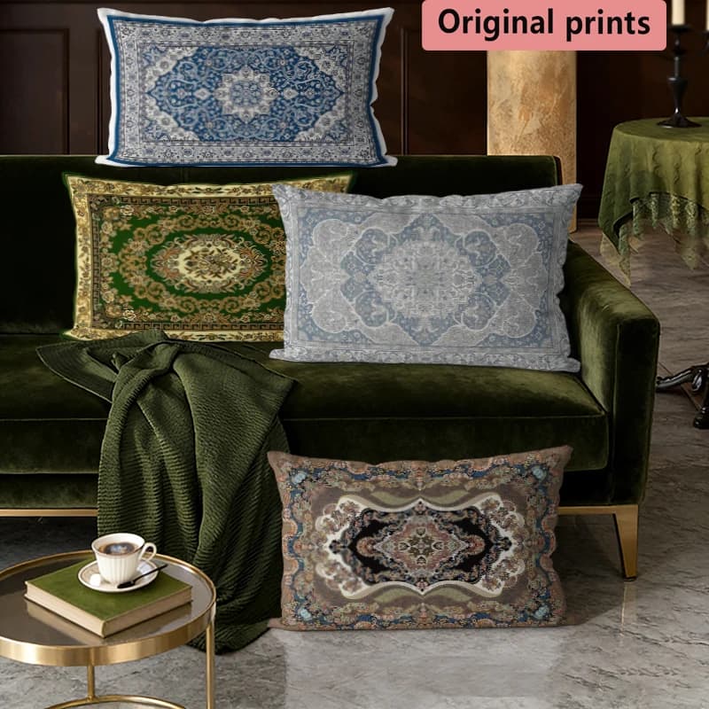 Vintage Persian Rug Pattern Throw Pillow Covers Suitable For Sofa Bedroom Car Pillow Cover Cushion Rectangular Back Cushion