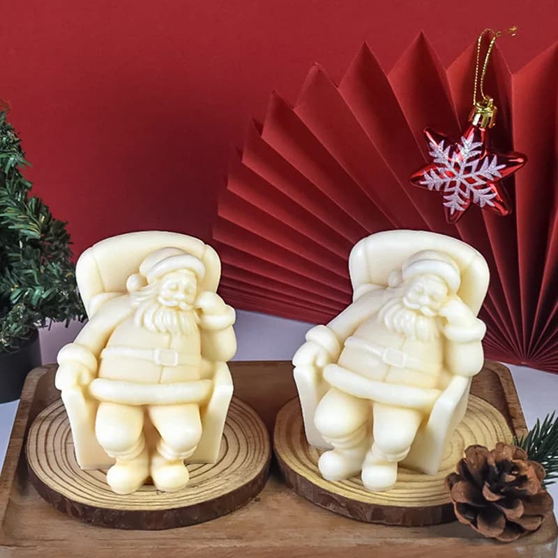 Stampo per candele di Babbo Natale Fai da te fatto a mano Forma di candela di Natale Aromaterapia Stampo per sapone in gesso in silicone Regalo di Natale artigianale