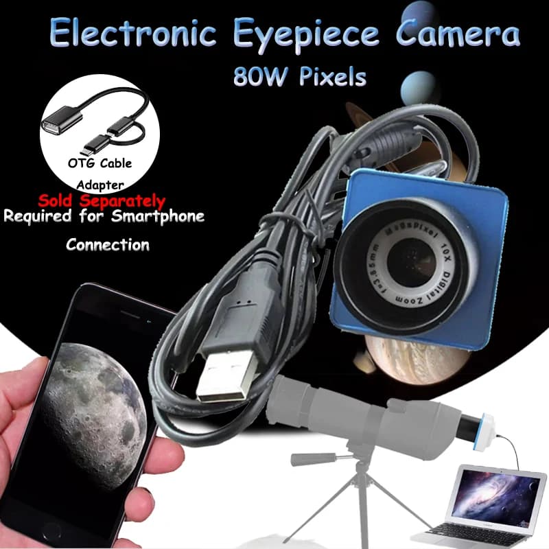 Fotocamera oculare elettronica digitale 80W Pixel 1,25" Accessori per telescopio astronomico per osservazione planetaria e fotografia