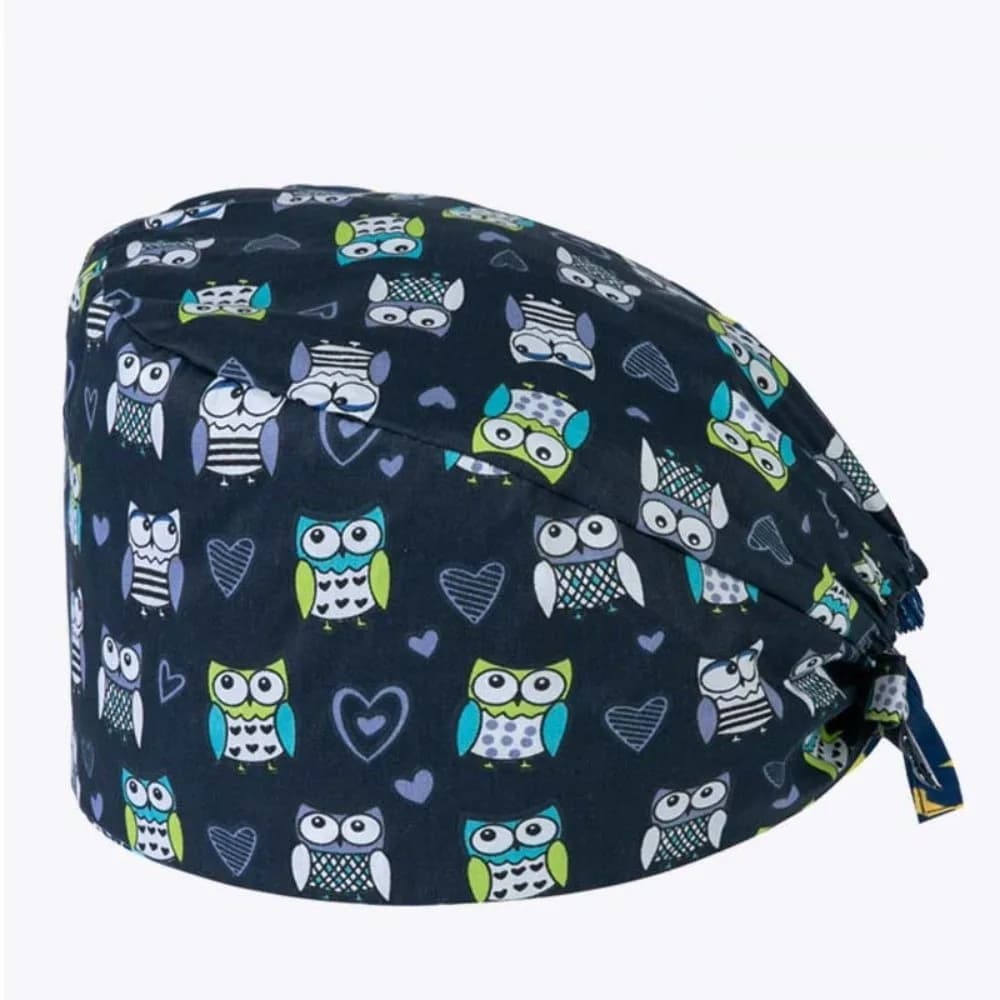 Cartoon Printing Scrub Cap Pure Adjustable Buckle Lab Scrub Hat Print Design Breathable Soft Healthcare Hats