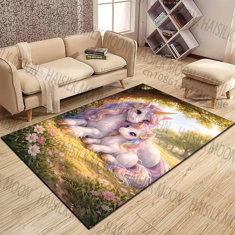 Unicorn parent-child moment Pattern Rug Carpets for Bedroom Living Room Sofa Mat Creative Door Mat Cloakroom Home Decor
