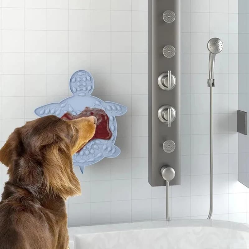 Silicone Turtle Dog Sucker Plate for Pet Slow Food Ease Bathing Uneasy Distraction Lick Mat Food Training Feeder Dog Supplies