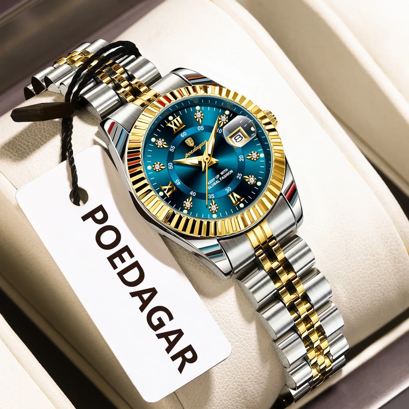 POEDAGAR Women's Watch Luxury Top Waterproof Women's Watch with Stainless Steel Light Date Elegant Quartz Watch