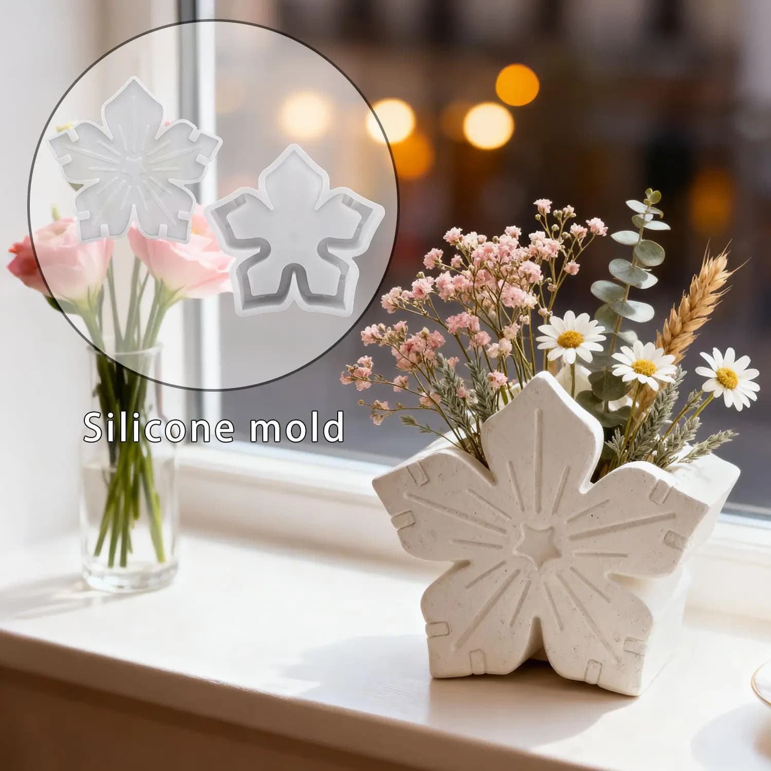 Stampo in resina per cesto di fiori fai-da-te per realizzare composizioni floreali, decorazioni in gesso, stampo in silicone per decorazioni domestiche