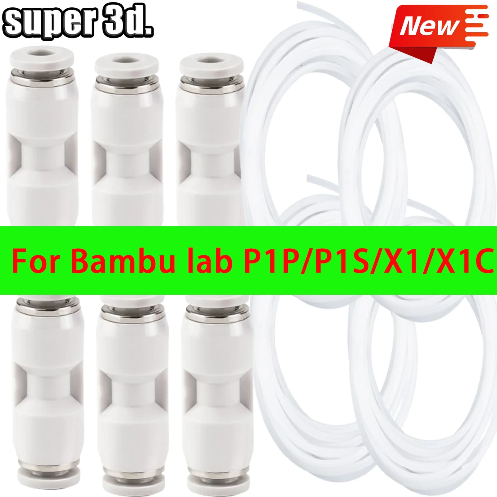 P2S Teflonto Pipe 3D Printer 2.5mm 4mm For Bamboo Lab P2S/P1s/P1P/X1c/X1/X1E PTFE Tube 3D Printer Connector PTFE Tube Connector